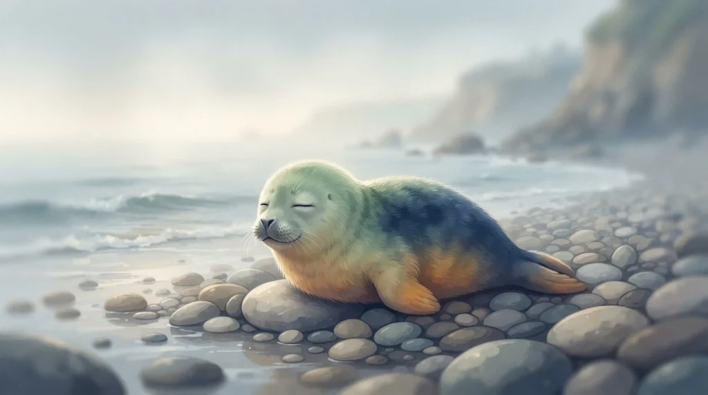 Baby seal dream color meanings shown in soft muted editorial art