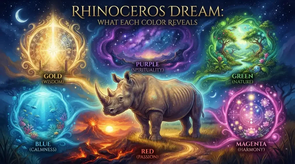 Rhinoceros dream meaning shown through soft symbolic color tones