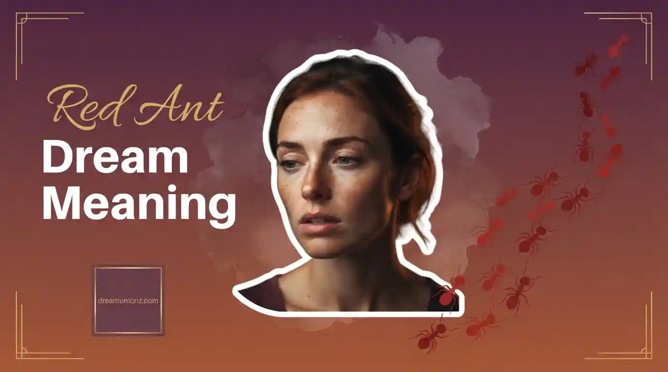 Woman with a look of unease and wonder representing the red ant dream meaning in warm plum tones.